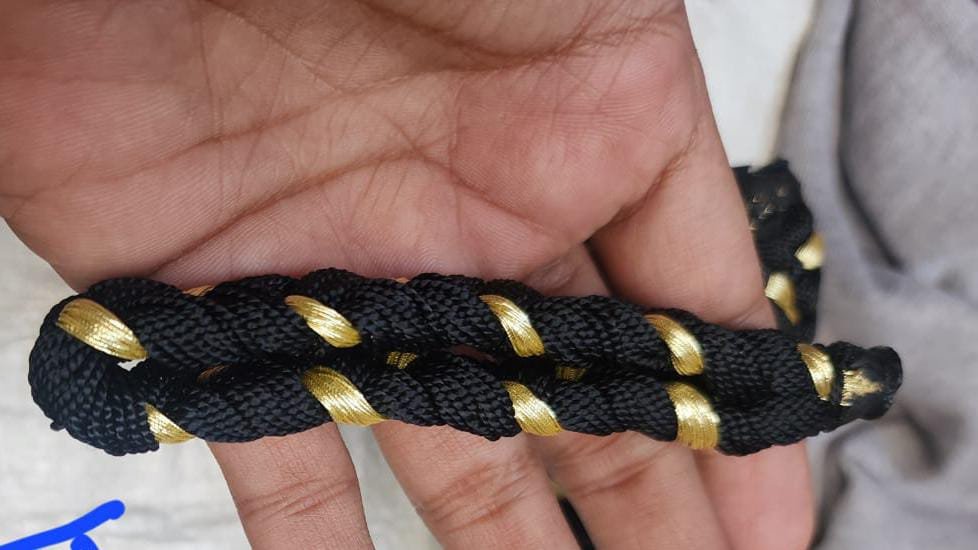 Kashi Raksha Kaal Bhairav Dhaga, Raksha Kavach for wrist Golden Colour - Kashi Pujan